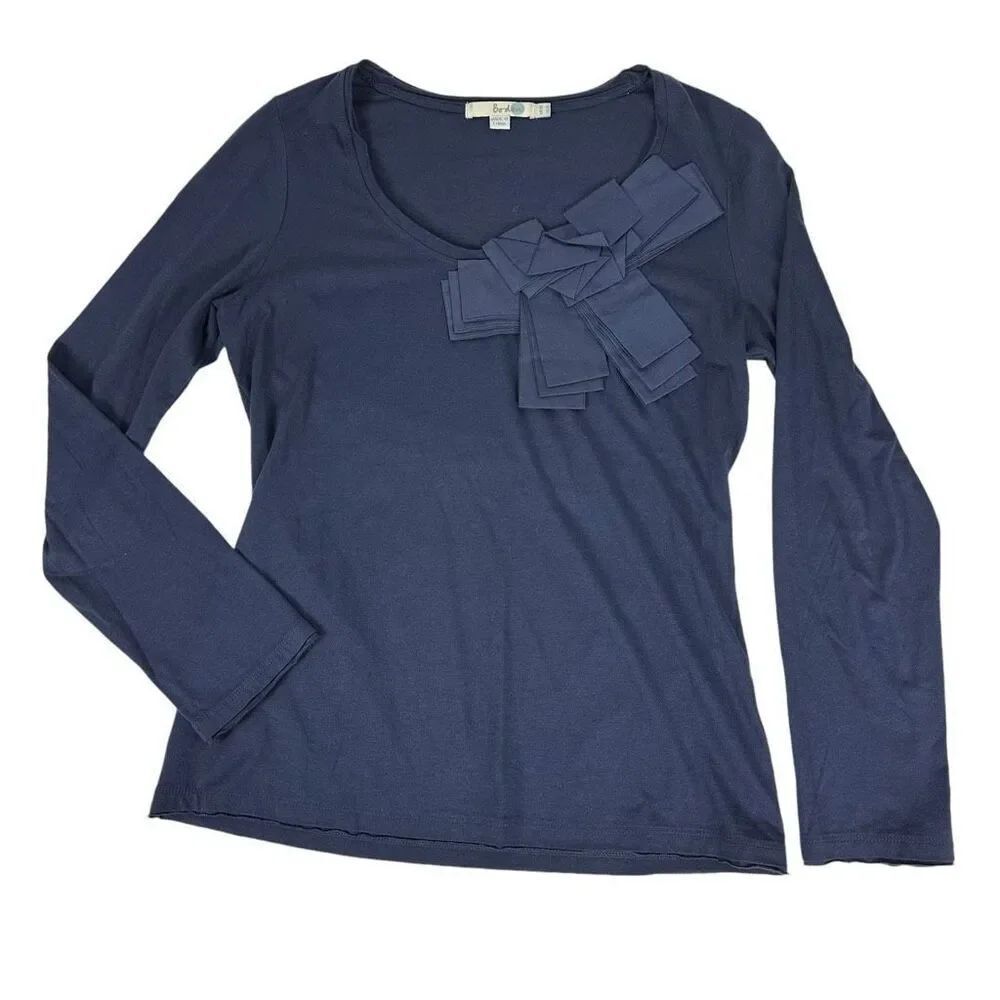 Boden Dark Blue size 6 Long Sleeve Tee with Silk Bow - Picture 4 of 6